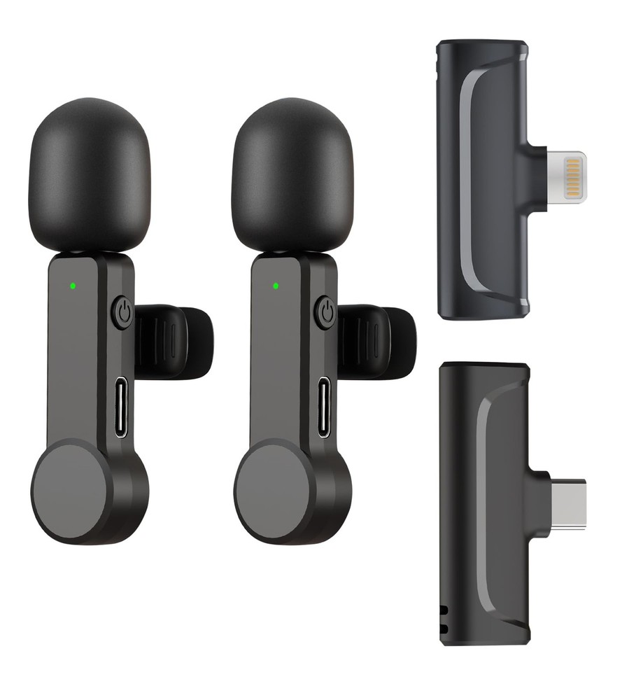 NPTCL Wireless Microphone for iPhone and Android Phones – 2 Pack Cordless Lav…