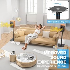 Upgraded 45° Swivel Speaker Stands Pair for Surround Sound, 28 Inch Black