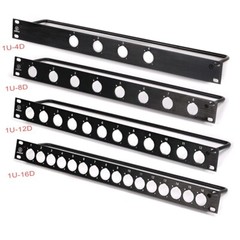 1U Single Space Rack Panel 8 Cut outs For D Connectors W/ Lacer Bar 19″ 483mm