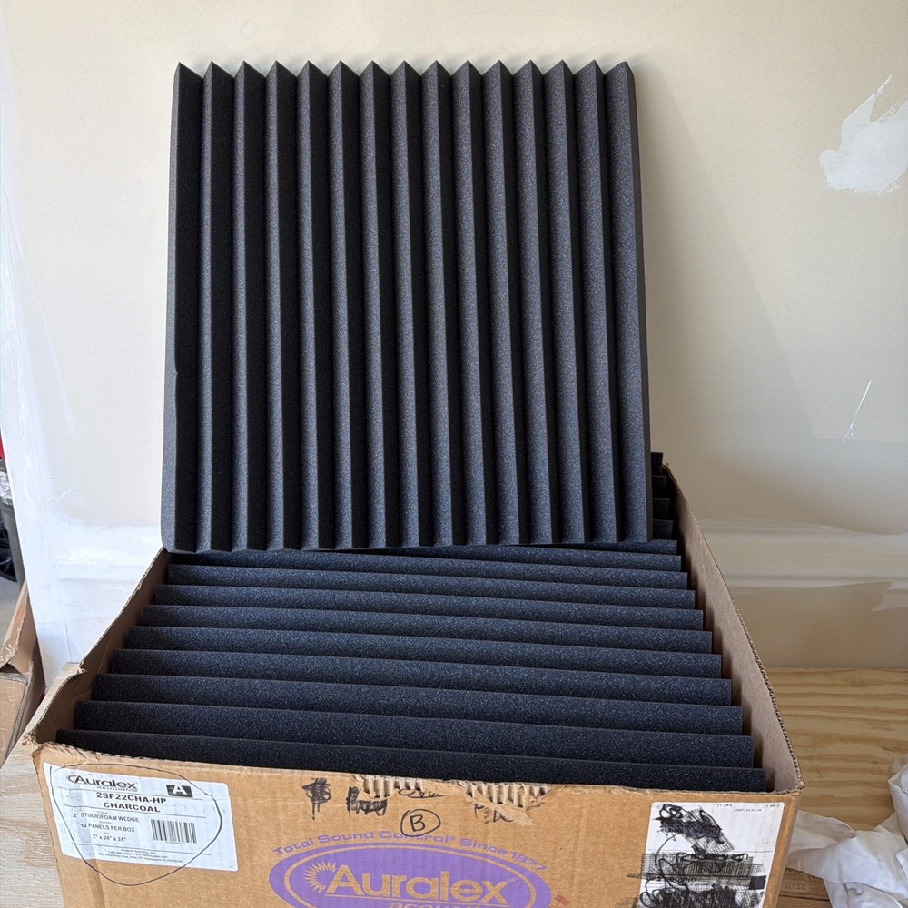12pack Auralex Acoustics Foam Sound Proof 24”x24”x2” New In Open Box 48 Sqft
