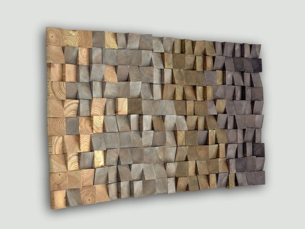 Wooden wall art, sound diffuser panels, Mosaic wood wall art, 3d Sound diffuser