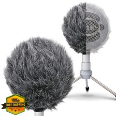 SUNMON Grey Deadcat Mic Windshield Blue Snowball