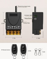 30A 12V Wireless Remote Control Switch Kit – Heavy Duty Relay with 2 Remotes, 32