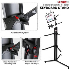 5Core Keyboard Stand 2 Tier Classic Adjustable Electric Piano Sturdy Holder