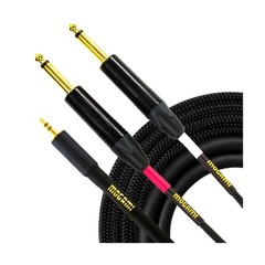 Mogami GOLD 3.5-2TS-20 Stereo Audio Y-Adapter Cable, 3.5mm TRS Plug to Dual 1…