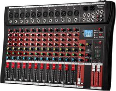 12-Channel Professional Audio Mixer with Bluetooth and USB Recording