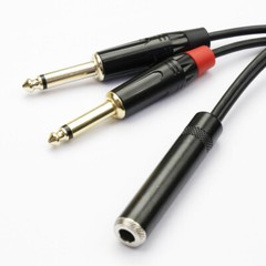 1/4 TRS Female to Dual TS 1/4 Male Stereo Breakout Splitter Adapter Y Cable US