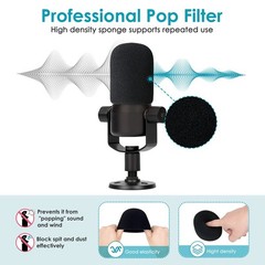 Microphone Boom Arm with Pop Filter & Foam Windscreen for Better Recording