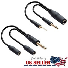 1/4″ 6.35mm TS Mono to Dual 1/4″ Y Splitter Cable Adapter Converter 30CM