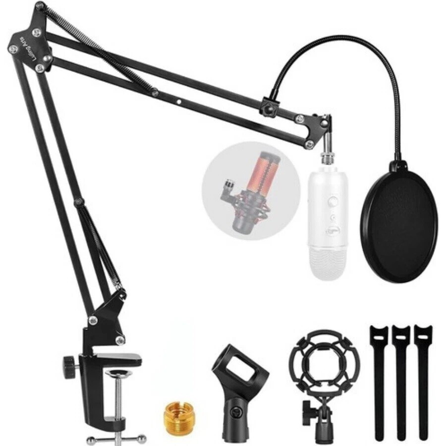 Microphone Stand Mic Boom Arm for Blue Yeti HyperX QuadCast S SoloCast Snowball