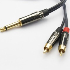 1/4″ (6.35mm) TS Male Mono to Dual RCA Male Mono Splitter Y Cable Insert Cable