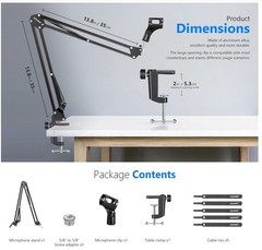 Neewer NW-35A Microphone Boom Arm Suspension Scissor Stand Desk Mount NEW Sealed