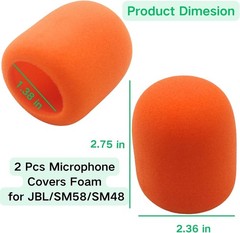 High-Density Foam Windscreen Covers – 2 Orange Microphone Filters for Clarity