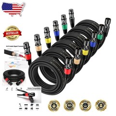 Pro 35ft XLR Cables 6 Pack – Noise-Cancelling & Self-Locking Mic Cables