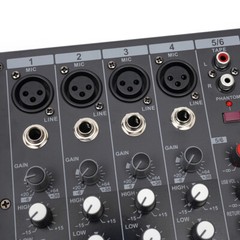 Pro 6 Channel Bluetooth Studio Audio Mixer Live Sound Mixing Console w/USB 110V