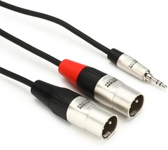 Hosa HMX-003Y Pro Stereo Breakout Cable – 3.5mm TRS Male to Dual XLR Male – 3′