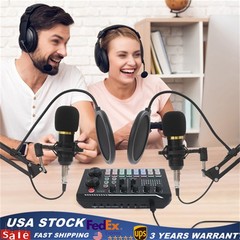 Podcast Equipment Bundle, F998 Live Sound Card with BM800 Condenser Microphone
