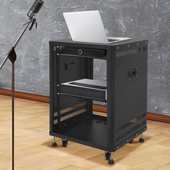 19“ 15U AV Equipment Rack w/ Caster Wheels Universal Network & Stereo Stand
