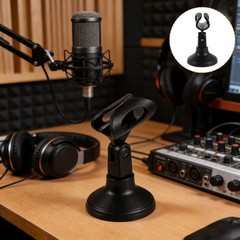 3 Sets Durable Metal Plastic Adjustable Microphone Stand Clip for Home Use Black
