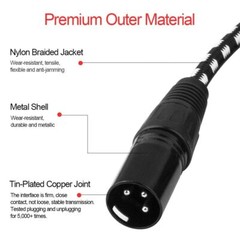 6-Pack 2ft Short XLR Microphone Cables Braided Male to Female