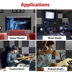 24 Pack Acoustic Foam Panels Soundproofing Absorbing High Density Noise Cancel