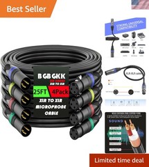 XLR Cables 25ft 4 Pack, Professional XLR Microphone Cable Male to Female, Gol…