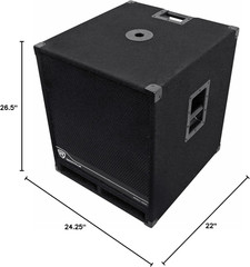 RBG18S 2000W Peak/500W RMS 18″ Active Powered PA Subwoofer, DSP and Limiter, Adj