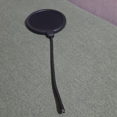 Black Microphone Pop Filter Windscreen w/ Gooseneck Clamp Mount Metal/Plastic