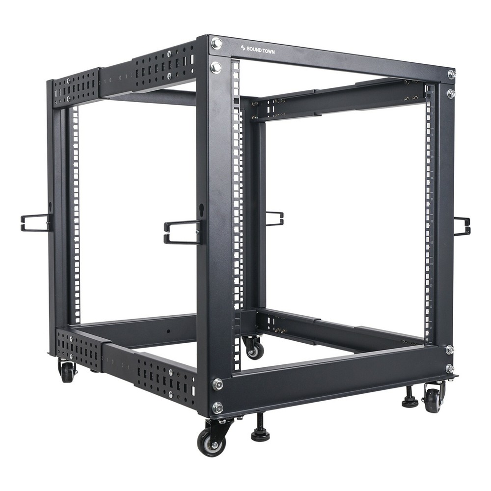 Sound Town 4-Post 12U Open Frame Server Rack with Adjustable Depth ST4POF-A12U