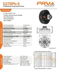 2x PRV Audio D270Ph-S 1″ Exit Screw-on Phenolic Compression Driver 8Ohm 150W Max