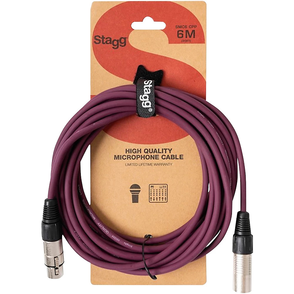 Stagg XLR Microphone Cable 20 ft. Assorted Colors Purple