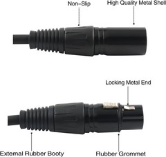 3-Pin XLR Female Jack to Dual 2 Male Plug Y Splitter Mic DJ Cable Adaptor 16 AWG