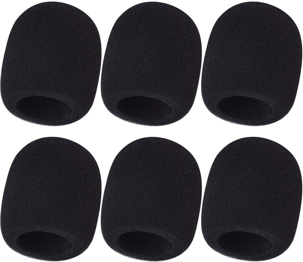 6 Pack Microphone Foam Windscreen Cover Black Handheld Mic Pop Filter Universal
