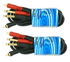 2 PACK 6 FT DUAL 1/4″ TS MONO MALE PLUG TO 2 RCA MALE JACK SHIELDED AUDIO CABLE