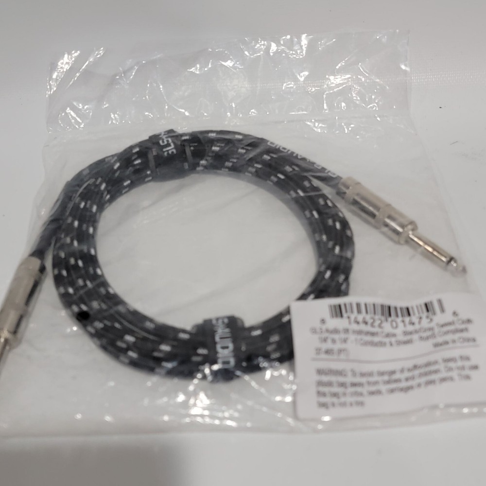GLS Audio 6ft Instrument Cable 1/4″ To 1/4″ Black/Gray Tweed Cloth