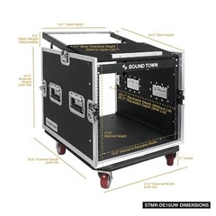 Sound Town 10U ATA Rack 25″ Rackable Depth Casters 12mm Plywood (STMR-DE10UW)