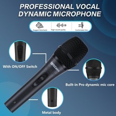 XLR Microphone Wired Dynamic Metal Vocal Microphone with Stand