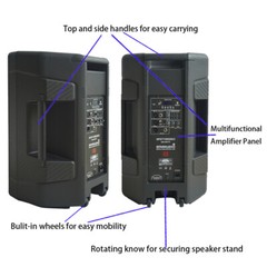 15″ Powered Active PA Speaker TWS Audio Bluetooth Speaker Loudspeaker US Seller