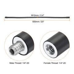 20″ Gooseneck 1/4″-20 Female to Male Thread Flexible Tube Extension Black New