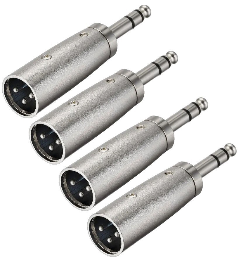 4 Pcs 3-Pin XLR Male to 1/4″ 6.35mm Stereo Male Mic Audio Adapter Converter