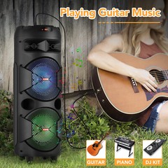 Dual 8″ BT Party Bluetooth Speaker System Big Led Portable Stereo Tailgate Loud