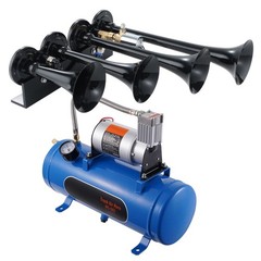4 Trumpet Air Horn Kit, 150dB Train Horns for Trucks, 12V 120 psi Compressor 1.6