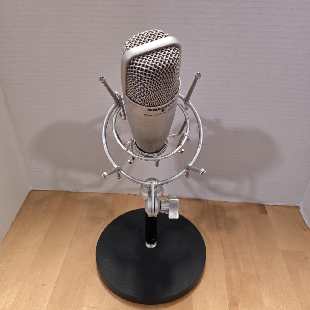 Samson C01U USB Studio Condenser Microphone Shockmount Desktop Stand Silver
