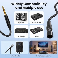 smbiutoofe XLR to 1/4, TRS to XLR Male 25ft GoldPlated Connectors Nylon Braid…