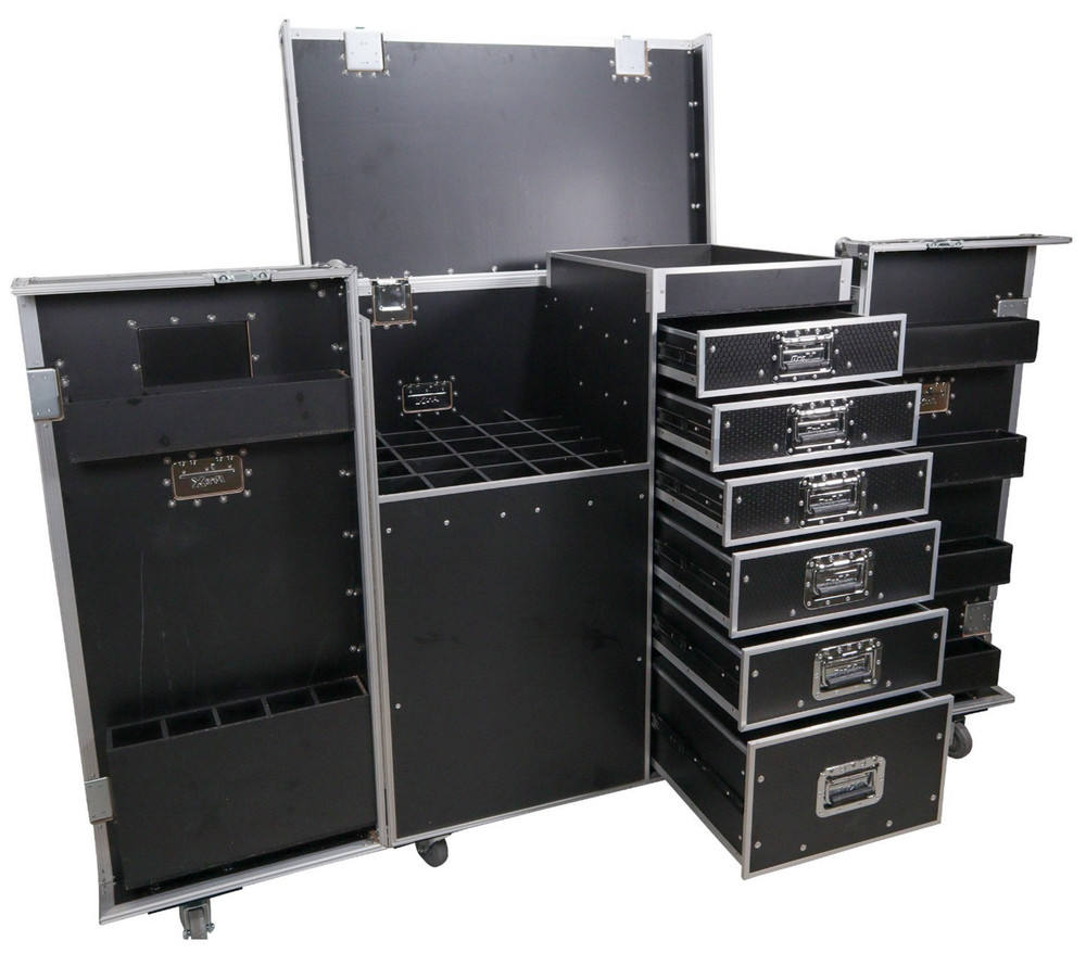 ProX XS-6DMIC25W Flight Style Mic Stand + Drawer Combo Case w/ Side Door Storage