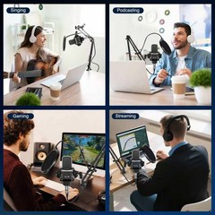 Upgraded Podcast Microphone Bundle, Podcast Equipment Bundle for 2, Recording…