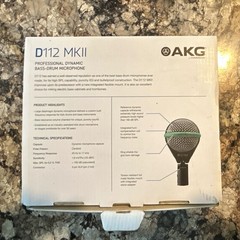 AKG D112 MKII Dynamic Bass Drum Mic, Cardioid, XLR 3-Pin, Mountable
