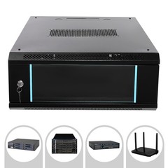 Modern 4U Wall Mount Server Cabinet 4U Server Organizer, with Glass Locking Door