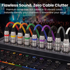 XLR Cables 3Ft 10 Pack, XLR Male to Female Microphone Cable, Balanced Shielded M