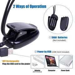 Music Stand Light, 1/2/4/10 Pack Clip on LED Book Lights, USB 1 Pack, Black